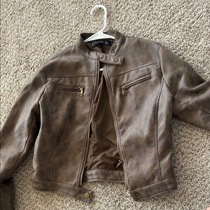 Brown Faux Leather Jacket